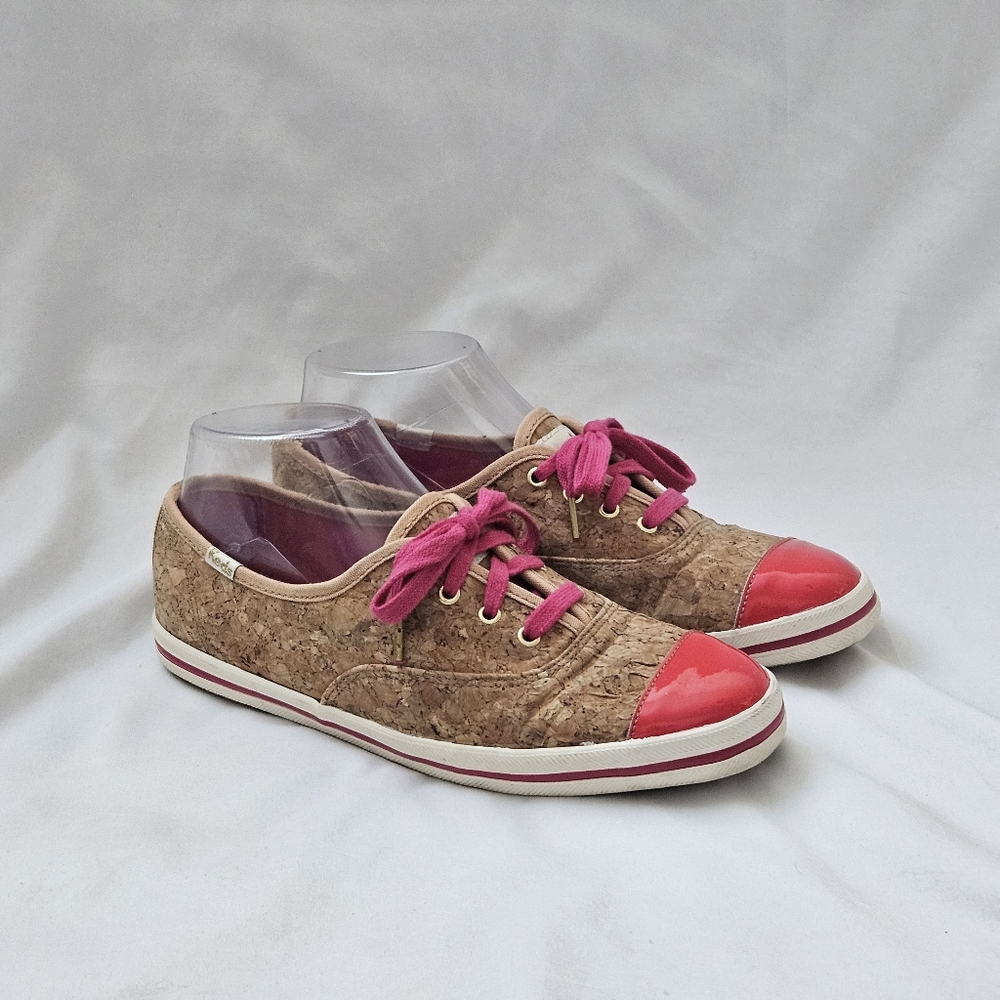 Keds x Kate Spade Cork Pink Patent Cap Toe Sneakers 6.5 Champion WF49743 EUC